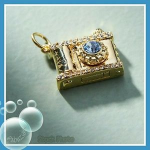 Anthropologie Camera Charm Pendant w/Blue Stone